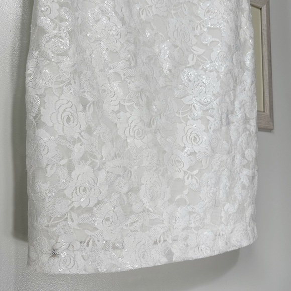 ELIZA J White Sequin Satin Bow One Shoulder Cocktail Dress Women’s Size 14 NWT - Picture 12 of 14